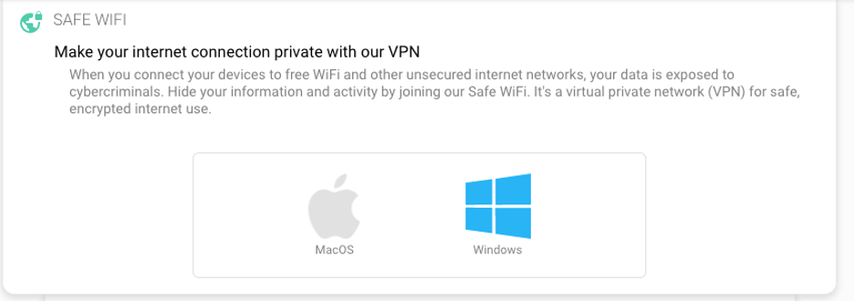 Screen shot of IDX VPN privacy tool