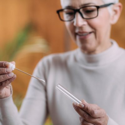 Woman taking a DNA test