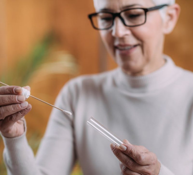 Woman taking a DNA test