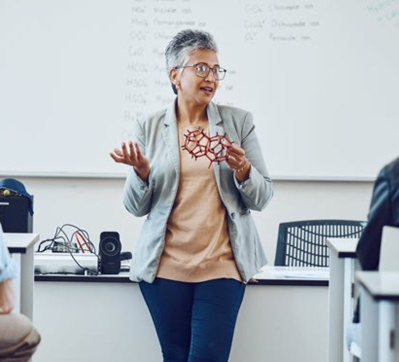 Professor teaching university students